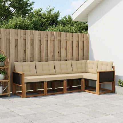 Utomhussoffset med kudde 6 pcs Naturlig och Beige