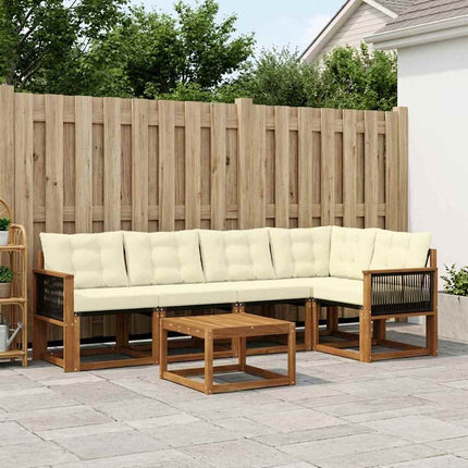 Utomhussoffset med kudde 6 pcs Naturlig och Grädde