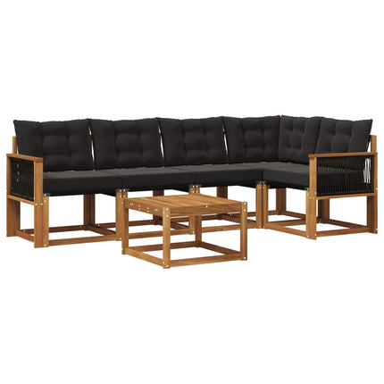Utomhussoffset med kudde 6 pcs Naturlig och svart