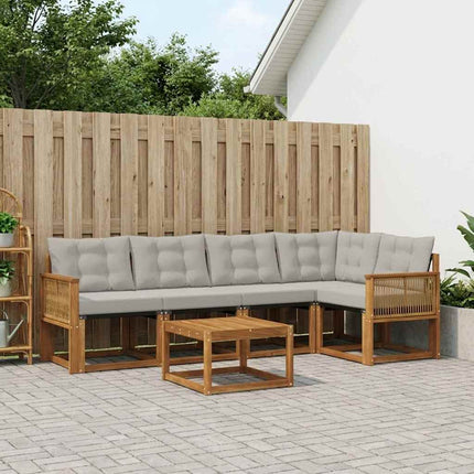 Utomhussoffset med kudde 6 pcs Naturlig och ljusgrå
