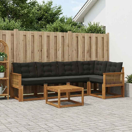 Utomhussoffset med kudde 6 pcs Naturlig och svart