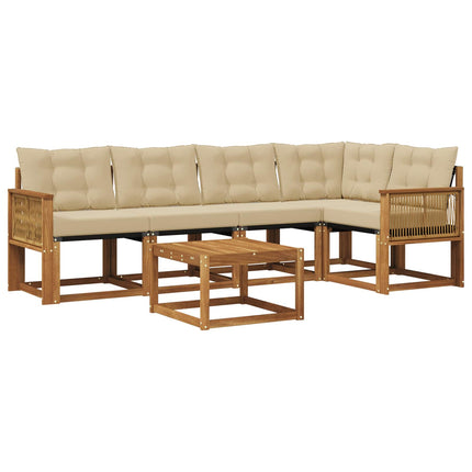 Utomhussoffset med kudde 6 pcs Naturlig och Beige