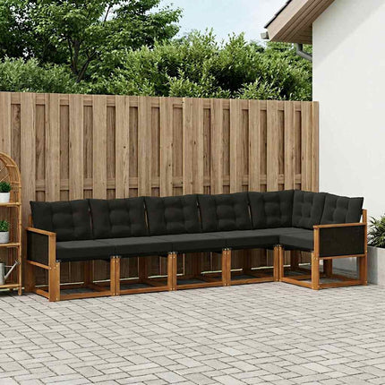 Utomhussoffset med kudde 6 pcs Naturlig och svart