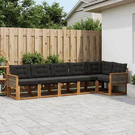 Utomhussoffset med kudde 6 pcs Naturlig och svart