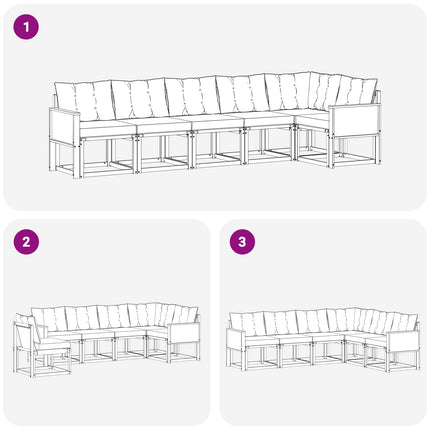 Utomhussoffset med kudde 6 pcs Naturlig och Beige