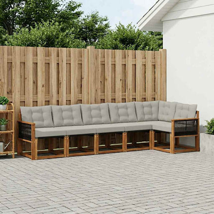 Utomhussoffset med kudde 6 pcs Naturlig och ljusgrå