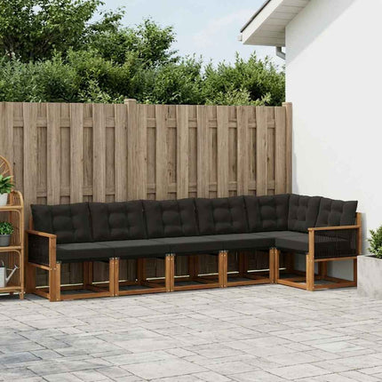 Utomhussoffset med kudde 6 pcs Naturlig och svart