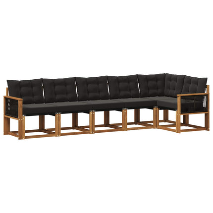 Utomhussoffset med kudde 6 pcs Naturlig och svart