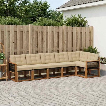 Utomhussoffset med kudde 6 pcs Naturlig och Beige