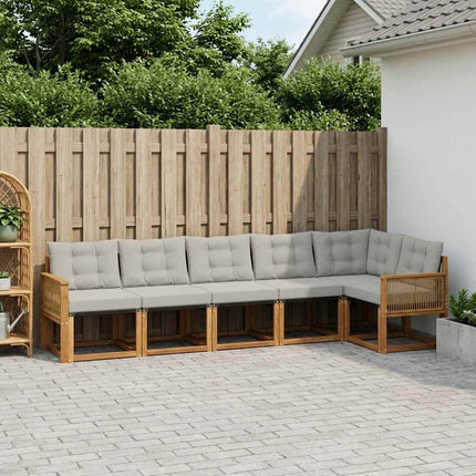 Utomhussoffset med kudde 6 pcs Naturlig och ljusgrå
