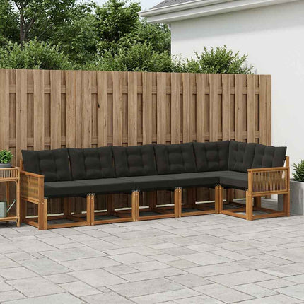 Utomhussoffset med kudde 6 pcs Naturlig och svart