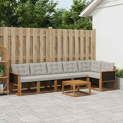 Utomhussoffset med kudde 7 pcs Naturlig och ljusgrå