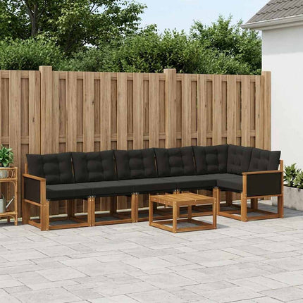 Utomhussoffset med kudde 7 pcs Naturlig och svart