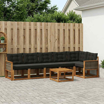 Utomhussoffset med kudde 7 pcs Naturlig och svart