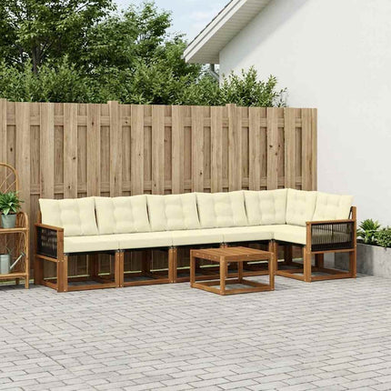 Utomhussoffset med kudde 7 pcs Naturlig och Grädde