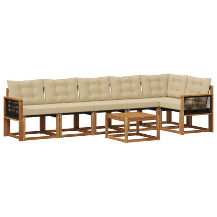 Utomhussoffset med kudde 7 pcs Naturlig och Beige