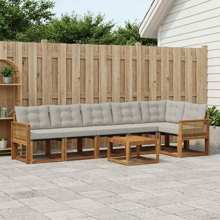 Utomhussoffset med kudde 7 pcs Naturlig och ljusgrå