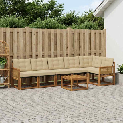 Utomhussoffset med kudde 7 pcs Naturlig och Beige