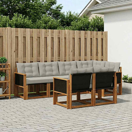 Utomhussoffset med kudde 7 pcs Naturlig och ljusgrå
