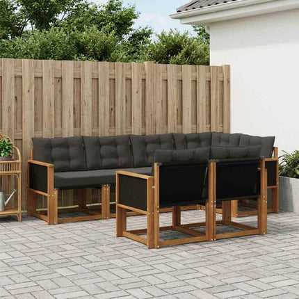 Utomhussoffset med kudde 7 pcs Naturlig och svart