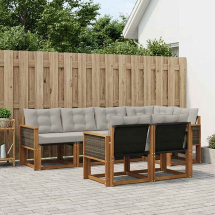Utomhussoffset med kudde 7 pcs Naturlig och ljusgrå