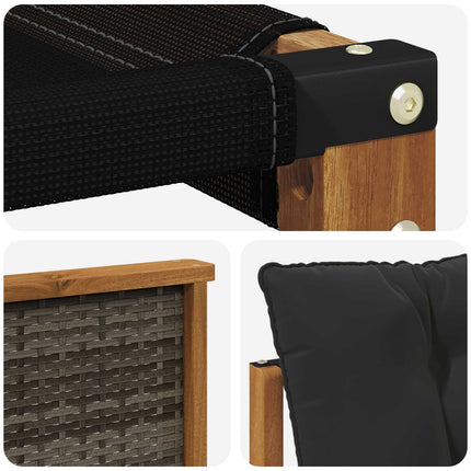 Utomhussoffset med kudde 7 pcs Naturlig och svart