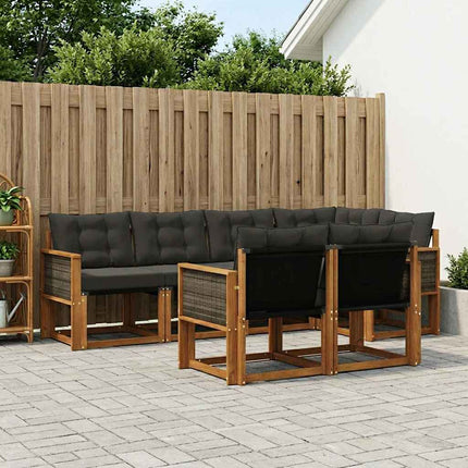 Utomhussoffset med kudde 7 pcs Naturlig och svart