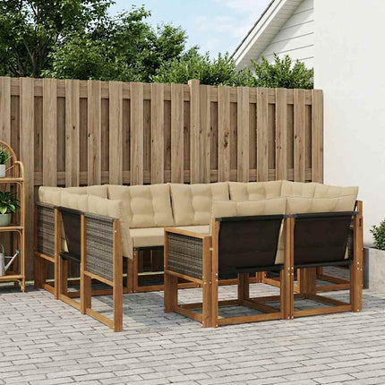 Utomhussoffset med kudde 7 pcs Naturlig och Beige