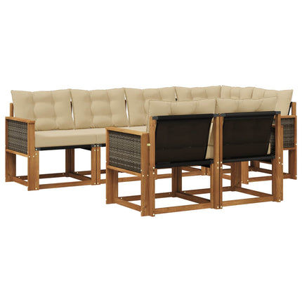Utomhussoffset med kudde 7 pcs Naturlig och Beige