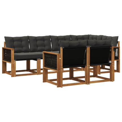Utomhussoffset med kudde 7 pcs Naturlig och svart