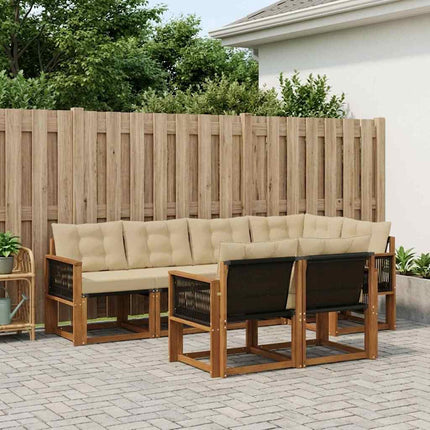 Utomhussoffset med kudde 7 pcs Naturlig och Beige