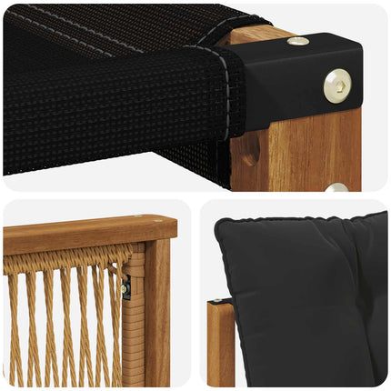 Utomhussoffset med kudde 7 pcs Naturlig och svart