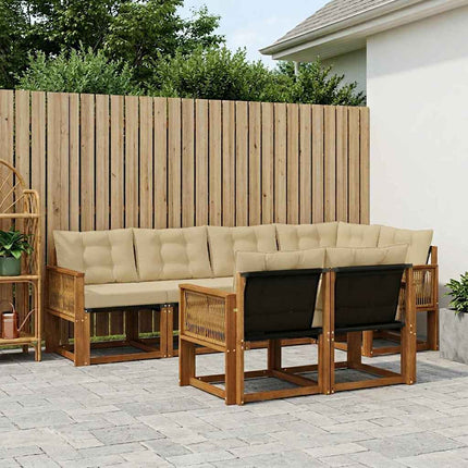 Utomhussoffset med kudde 7 pcs Naturlig och Beige