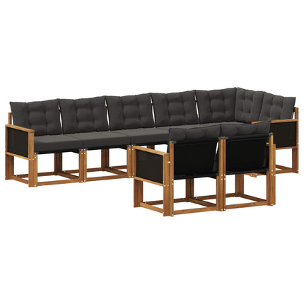 Utomhussoffset med kudde 8 pcs Naturlig och svart