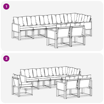 Utomhussoffset med kudde 8 pcs Naturlig och Beige