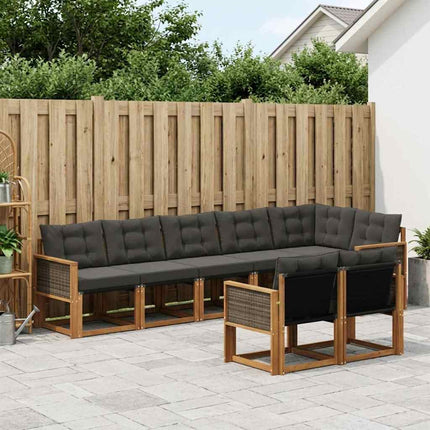 Utomhussoffset med kudde 8 pcs Naturlig och svart