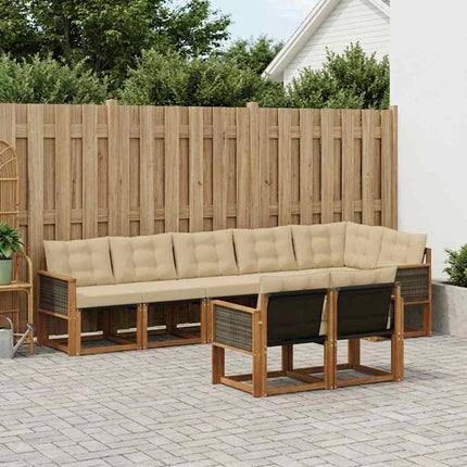 Utomhussoffset med kudde 8 pcs Naturlig och Beige