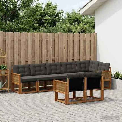 Utomhussoffset med kudde 8 pcs Naturlig och svart