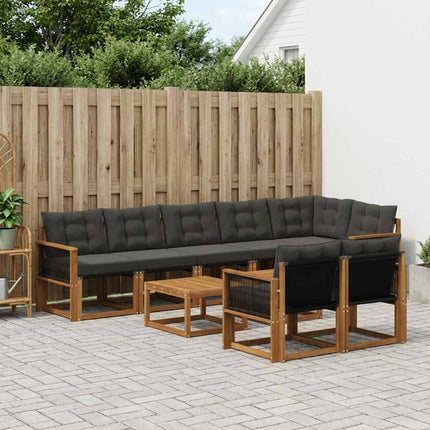 Utomhussoffset med kudde 9 pcs Naturlig och svart