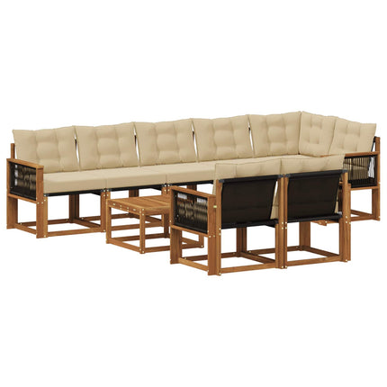 Utomhussoffset med kudde 9 pcs Naturlig och Beige