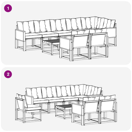 Utomhussoffset med kudde 9 pcs Naturlig och Beige