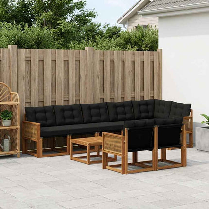 Utomhussoffset med kudde 9 pcs Naturlig och svart
