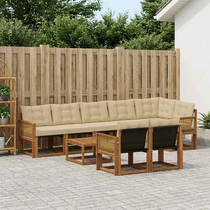 Utomhussoffset med kudde 9 pcs Naturlig och Beige