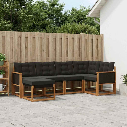 Utomhussoffset med kudde 6 pcs Naturlig och svart