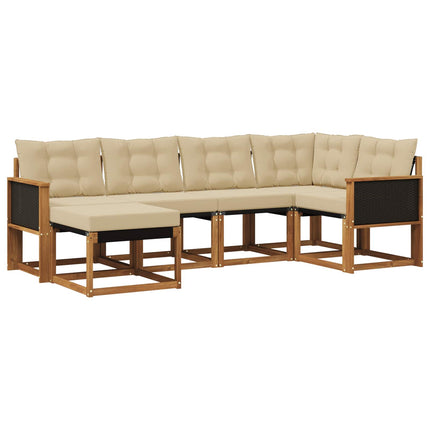 Utomhussoffset med kudde 6 pcs Naturlig och Beige