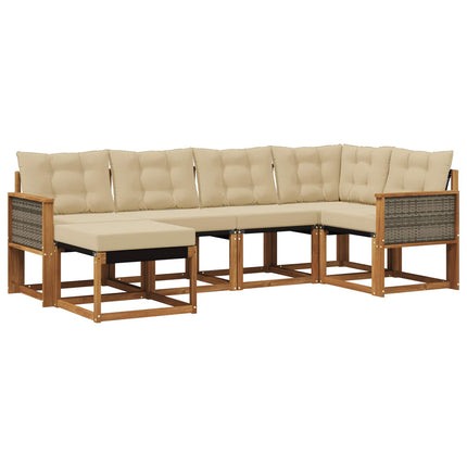 Utomhussoffset med kudde 6 pcs Naturlig och Beige