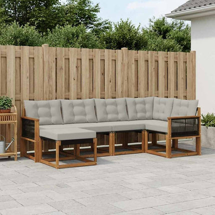 Utomhussoffset med kudde 6 pcs Naturlig och ljusgrå