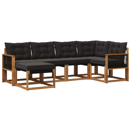 Utomhussoffset med kudde 6 pcs Naturlig och svart