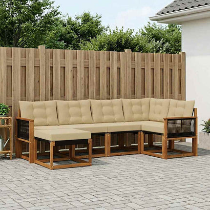 Utomhussoffset med kudde 6 pcs Naturlig och Beige