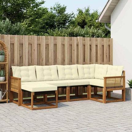 Utomhussoffset med kudde 6 pcs Naturlig och Grädde